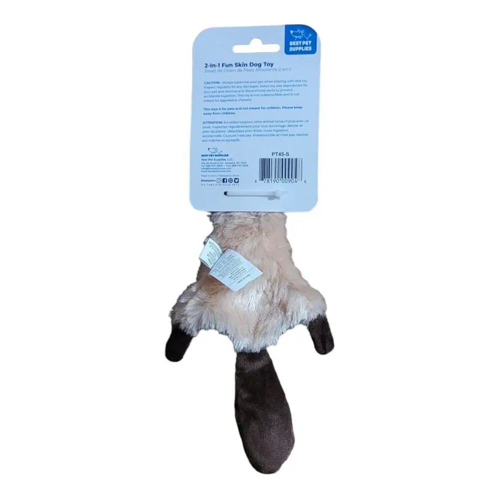 Best Pet Supplies Fun Skin Stuffless Dog Squeaky Toy Squirrel